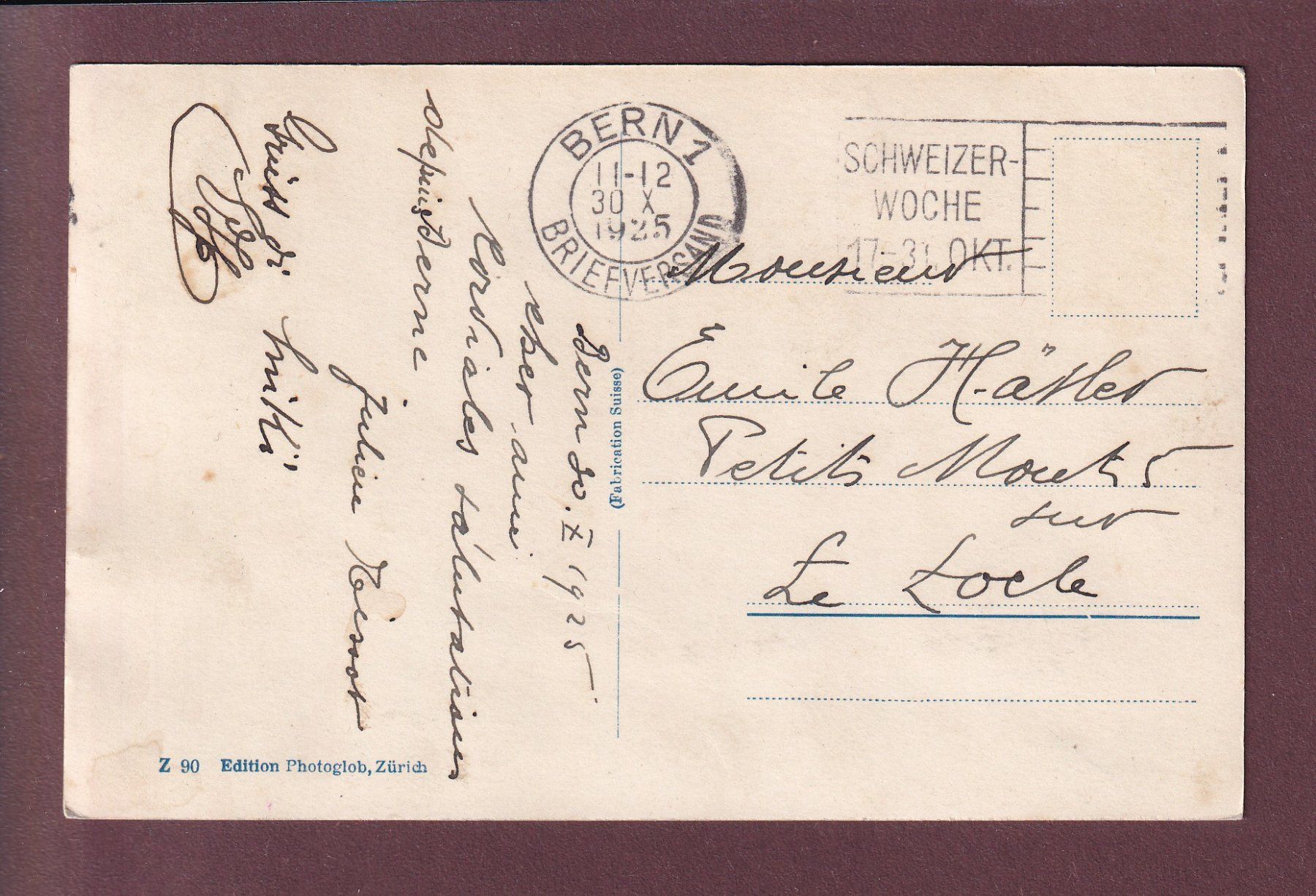 Cartoline postali: BERN - Bärengraben - Leute - 1925 – Usato da Pully venduto da nicecards 1