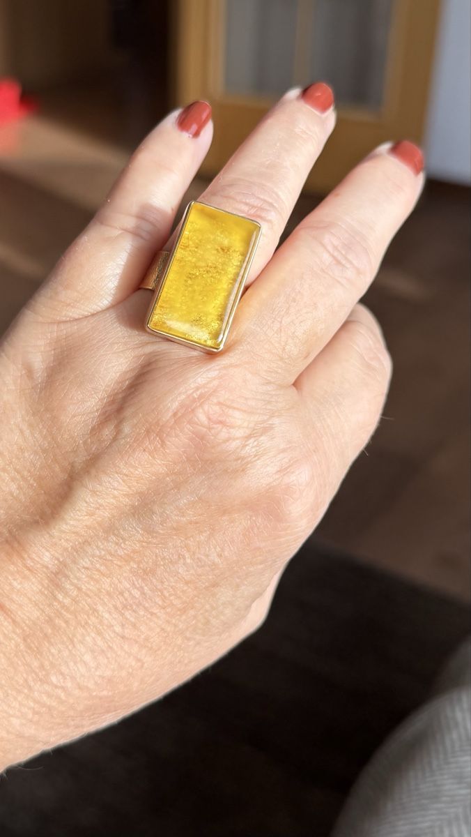 Ringe: Vintage Silberring mit gelbem Bernstein, regulierbar – Neu und originalverpackt aus Ebikon von elischka 3