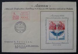 W11, Aarauerblock FDC 1938 nach Frankreich, Kat: 80.-