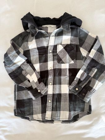 H&M Jungen Hemd Karo Kapuze Gr. 122 Herbst