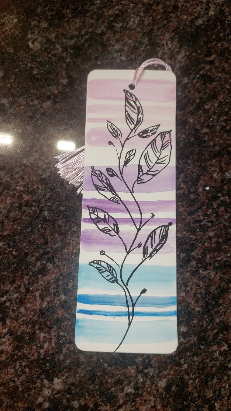 Sonstiges zum Sammeln & Seltenes: Handgemachtes Lesezeichen mit Blumenmuster, Aquarellstil – Neu und originalverpackt aus Erlinsbach von pfunky 1
