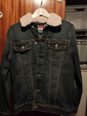 S.Oliver Winter Jeans Jacke mit Fellkragen, Dunkelblau Gr. X
