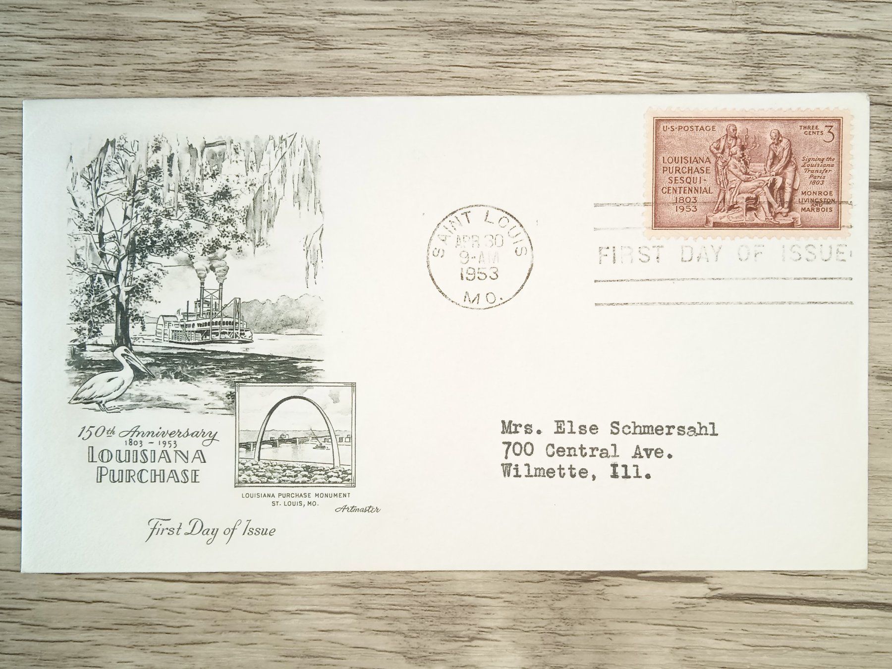 Tutti i francobolli: TR89 Enveloppe + Timbre USA 1953 – Usato da Cousset venduto da Patrick_Collections