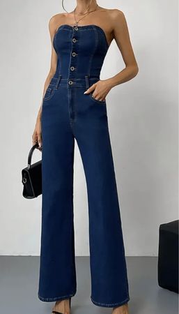 Tuta jeans senza maniche, perfetta per l’estate,M/L- nuovo