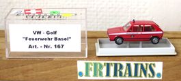 BREKINA SWISS 167 HO 1:87 VW GOLF FEUERWEHR BASEL