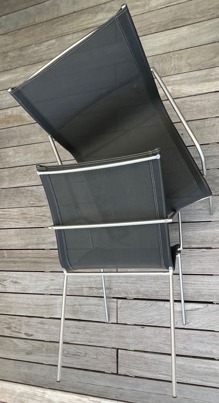 Pfister Sedie: 2 Gartenstühle | Chromstahl mit Textilbezug – Usato da Worb venduto da tmc25441 4