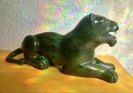 Grüne Panther Skulptur, sign.Kunstobjekt, Handarbeit, Top!✨