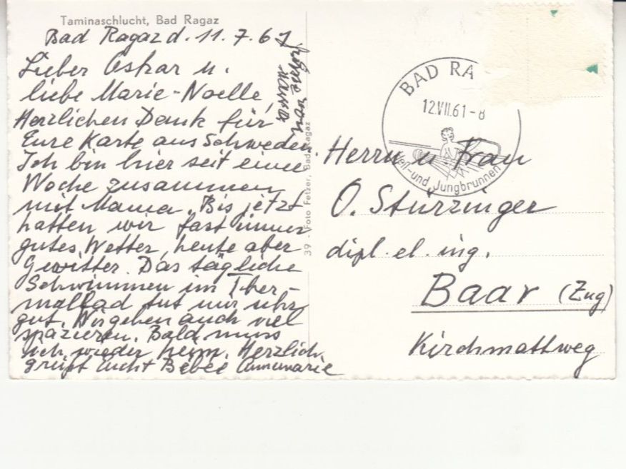 Cartoline postali: Taminaschlucht 1961 – Usato da Bürglen TG venduto da StampGraf 1