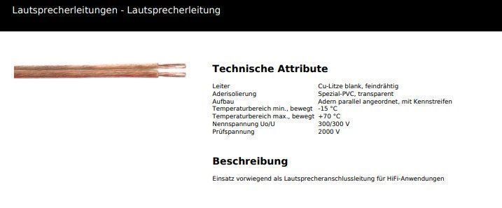 Cavi: 100m Lautsprecherkabel 2x4mm2 – Nuovo e nell'imballaggio originale da Zwingen venduto da boehm-kabel 1