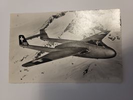 Postkarte Flugzeug DH 100 Vampire Schweizer Luftwaffe RZ