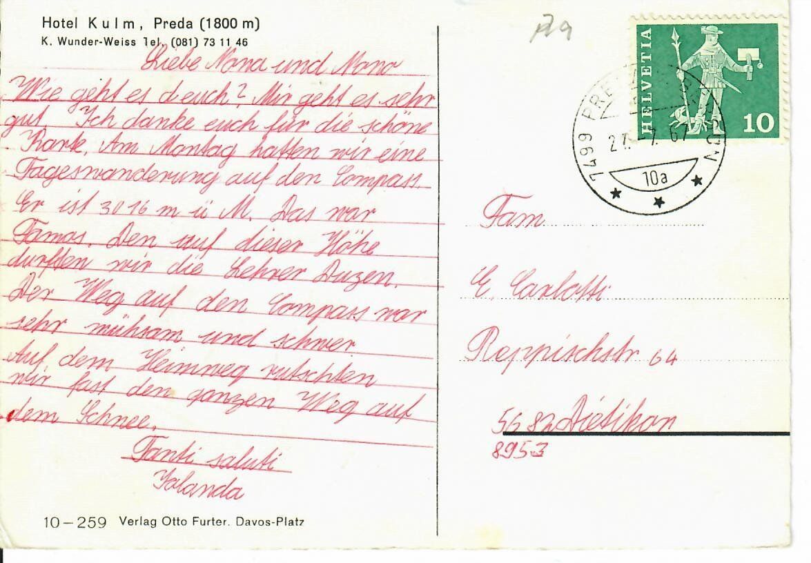 Cartoline postali: Preda – Usato da Hochdorf venduto da Ziegel-16 1