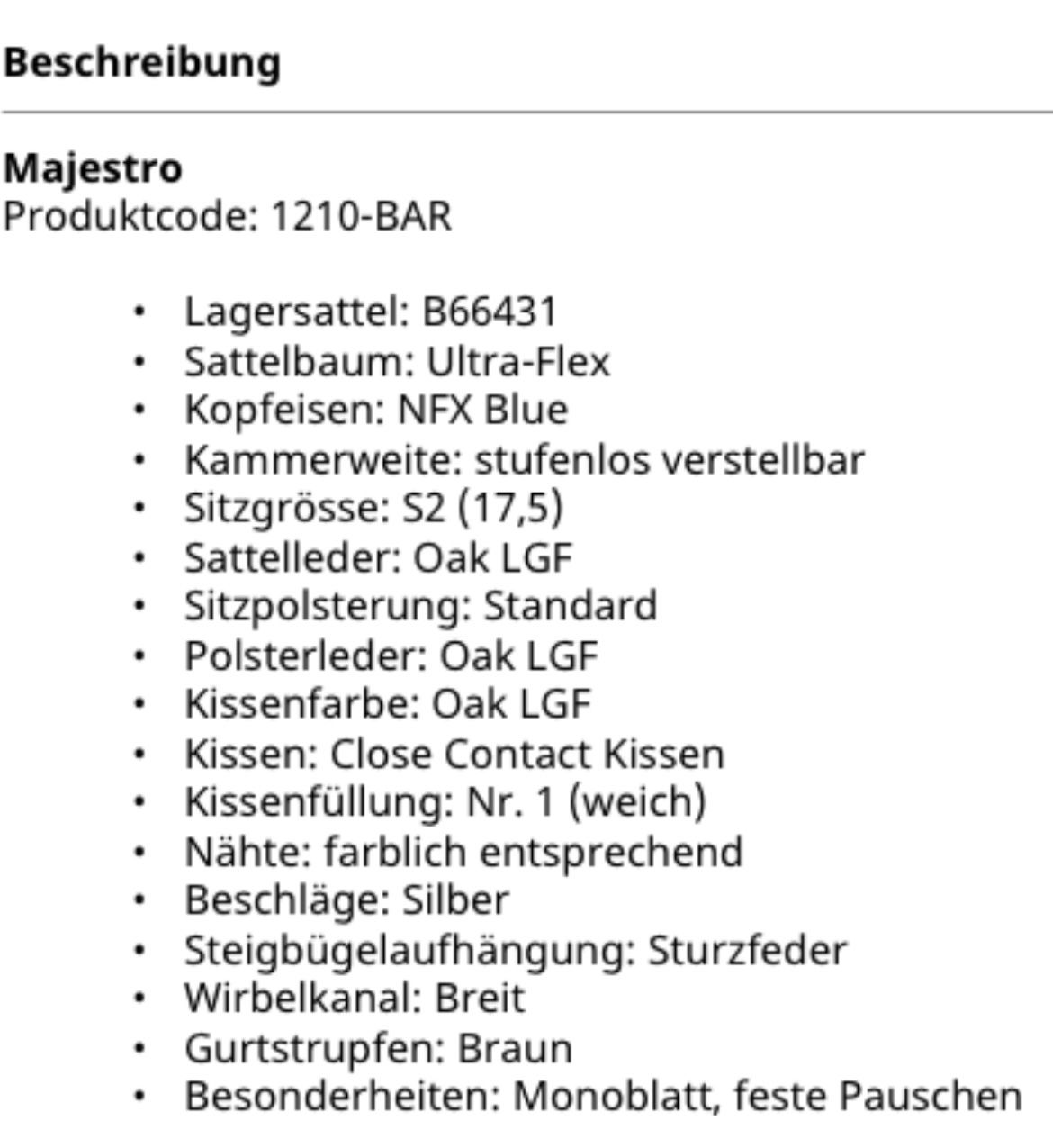 Selle & Accessori: Deuber Sattel Majestro – Usato da Wetzikon ZH venduto da Perlenwelt 4