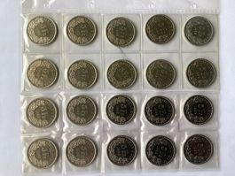20 x 5 Franken Gedenkmünzen Gotthardus 1982 Unz