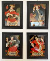 Die vier Jahreszeiten -  Hinterglasmalerei - vier Bilder