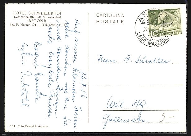 Cartes postales: Ascona, Hotel Schweizerhof R. Neeser-Ott – D'occasion à Berlin par bartko-reher 1