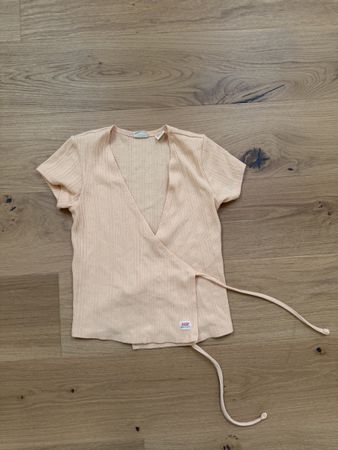 Damen Wickelshirt Kurzarm lachs Grösse XXS guter Zustand