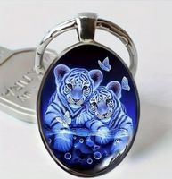 SCHLÜSSELANHÄNGER MUTTER+KIND WEISSE TIGER, NEU