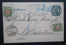 1902 Postkarte Deutsches Reich mit Nachporto nach Winterthur