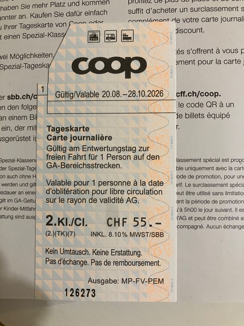 Tickets: 2 SBB Tageskarten – Neu (gemäss Beschreibung) aus Baden von einanfang