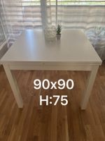 Esstisch weiss ausziehbar 90x90cm auf 170x90cm H:75cm