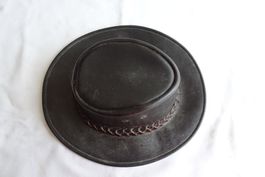 Leder Hut dunkelbraun, KU ca. 55-56 cm