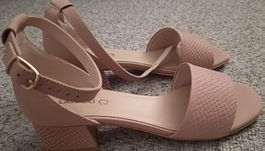 Elegante Sandaletten, Echtleder, Rosa-beige, Gr. 38, NEU!