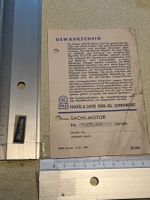 garantieschein, sachs motor , 1955