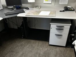 Büro Eckschreibtisch mit Rollcontainer L-Form
