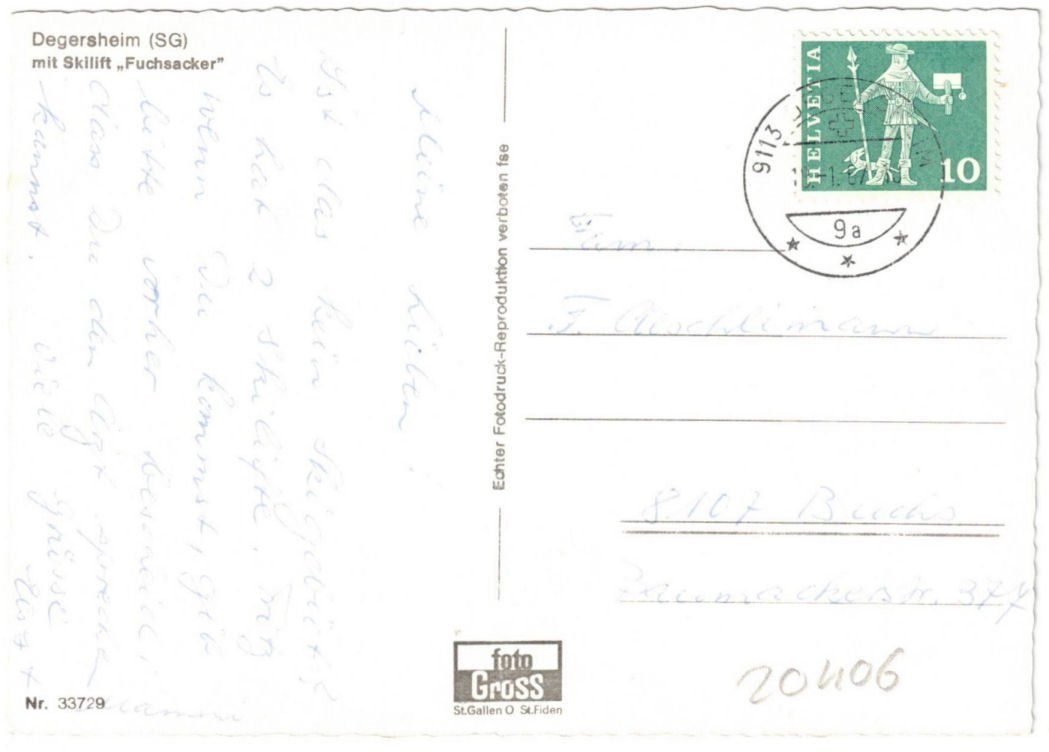 Cartoline postali: Degersheim - Skilift Fuchsacker – Usato da Binningen venduto da Mountainrider 1