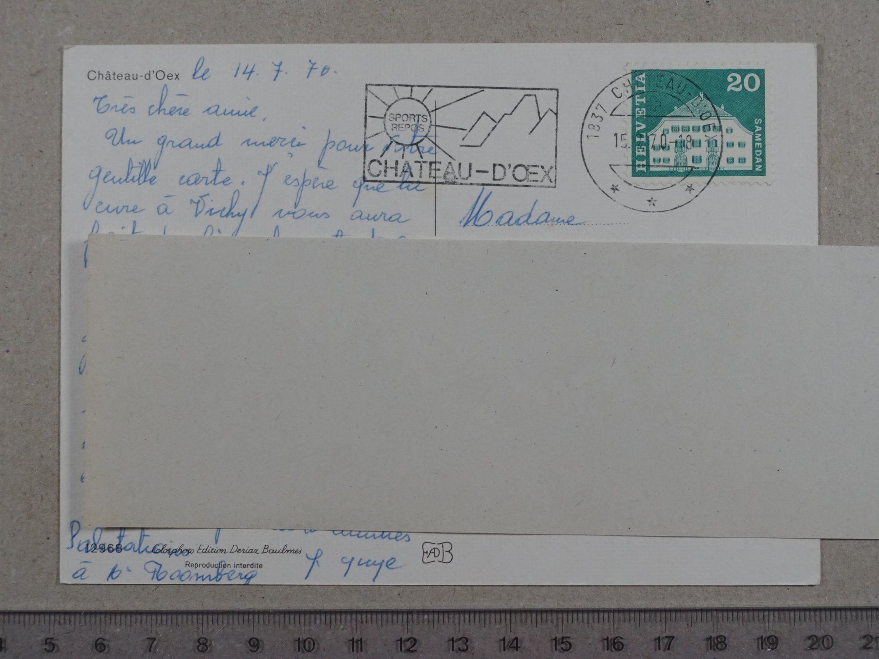 Cartoline postali: Château-d'Oex, 1970 – Usato da Lenzburg venduto da fh1 1