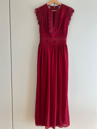 Elegantes Abendkleid Spitze Bordeaux Gr. 34 Festlich