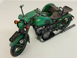Retro Vintage Blechmodell Motorrad mit Seitenwagen