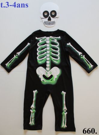 Costume squelette / Skelett t. 3 - 4 ans