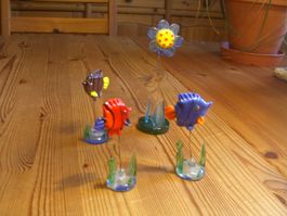 4 teiliges Set Meerestiere/Pflanzen, Glas, mundgeblasen