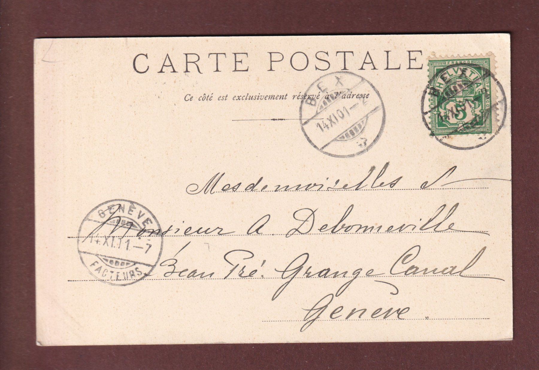Cartoline postali: BEX - L'Eglise - 1901 – Usato da Pully venduto da nicecards 1