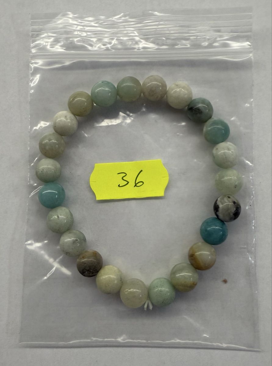 Bracciali & Braccialetti: Naturstein Amazonit Armband, elastisch, neu.- – Nuovo e nell'imballaggio originale da Rheinfelden venduto da Gazzi