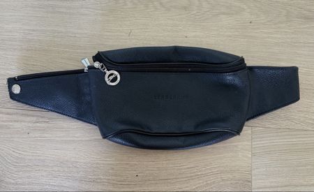 Longchamp Paris Banane Cuir Noir Vintage
