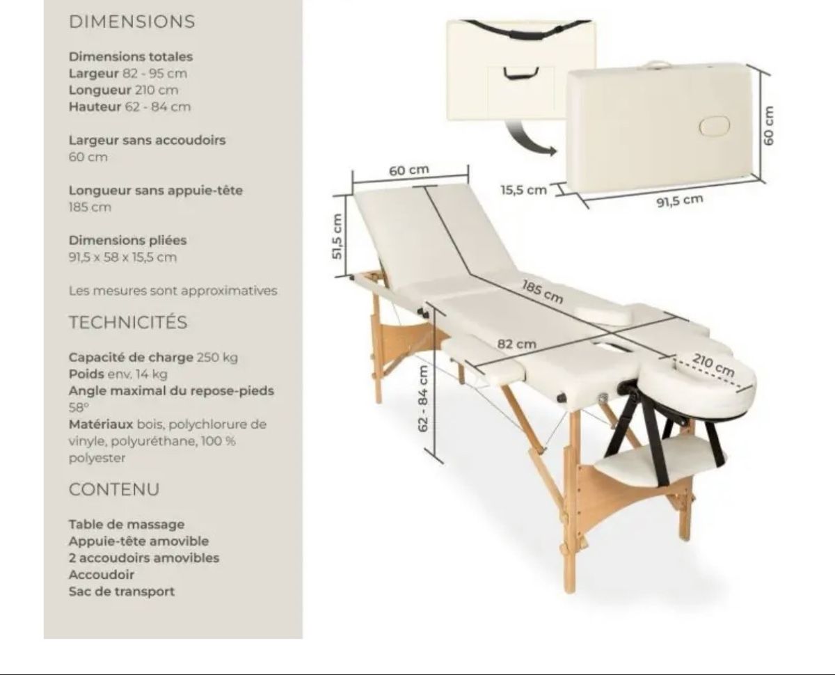 TecTake Fauteuils de soin: Table de massage – Neuf avec emballage d'origine à Choex par Adri27000 2