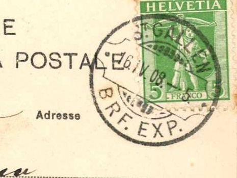 Cartoline postali: Eggersriet Postbüreau Handlung Rasierklingenstempel 1908 – Usato da Dallenwil venduto da montem63 1