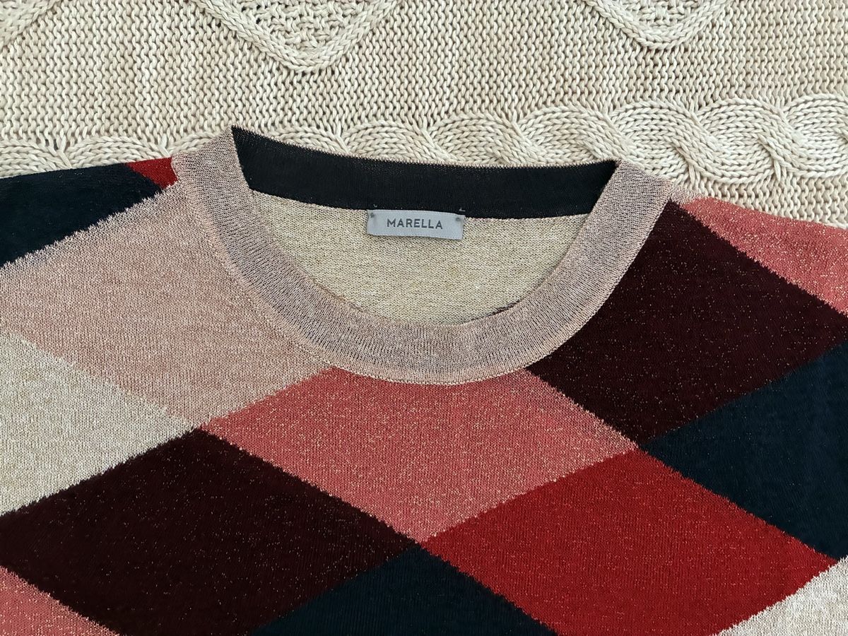 Marella Pulls & Sweat-shirts: Marella Pullover Rautenmuster, New, Size S/M  – Neuf (Voir description) à Lausanne par milasha 1