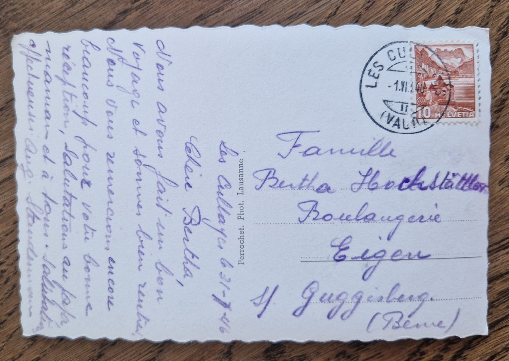Cartoline postali: Ancien "La Pension", Les Cullayes 1946, nach Guggisberg – Usato da Ebikon venduto da Donar50 2