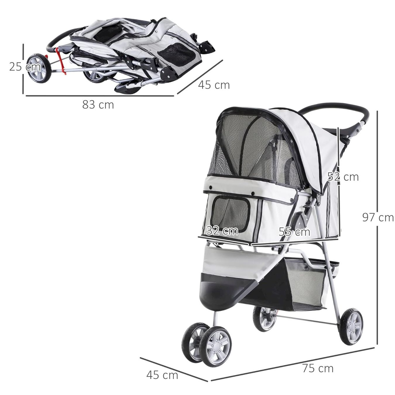 Gabbie, trasporto & Sicurezza: PawHut Hundewagen grau – Nuovo e nell'imballaggio originale da Bottighofen venduto da zaap 2