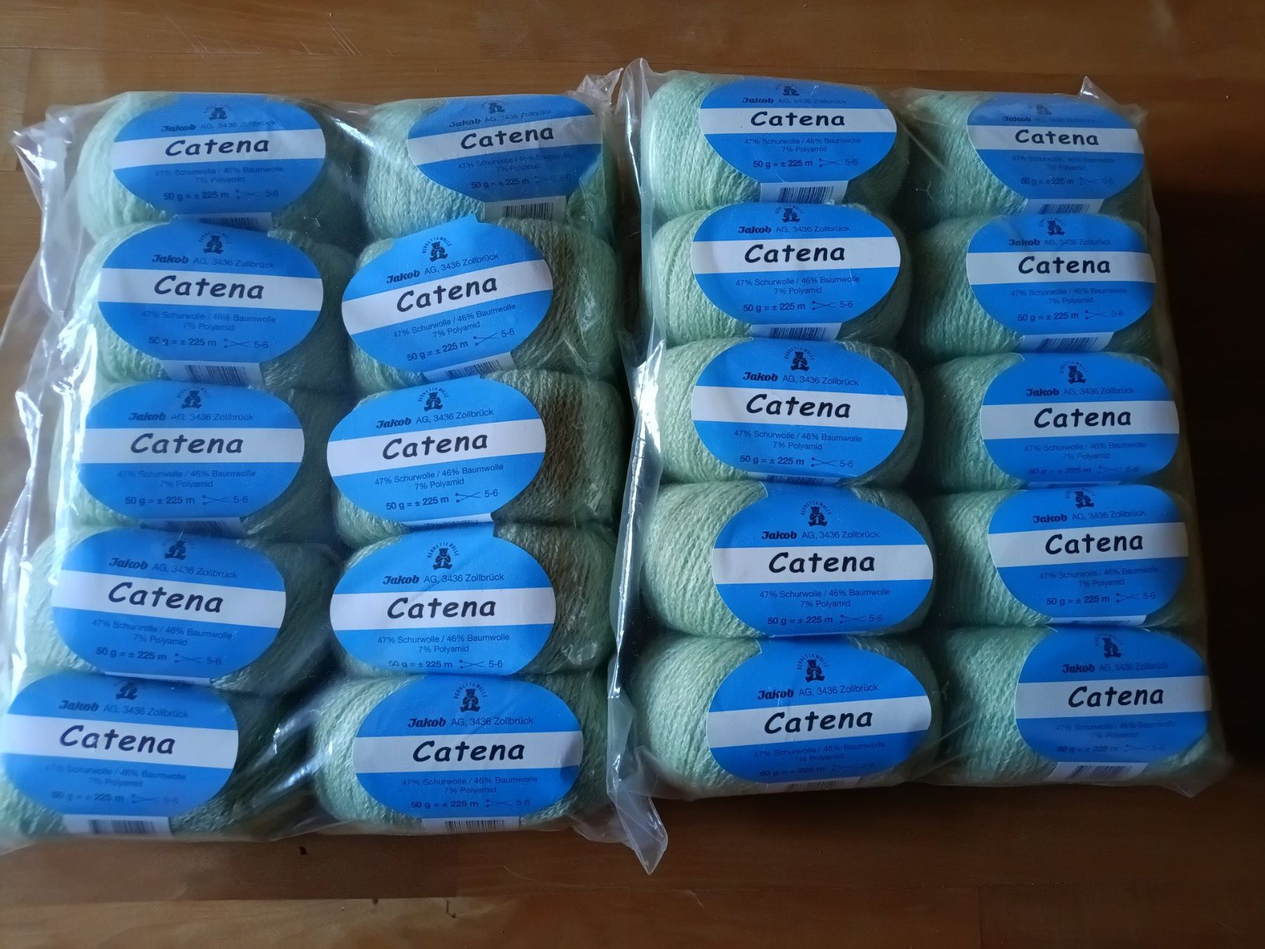 Wolle: 20 Knäuel "Catena" Hans Jakob AG – Neu und originalverpackt aus Abtwil SG von Tonisberg 1