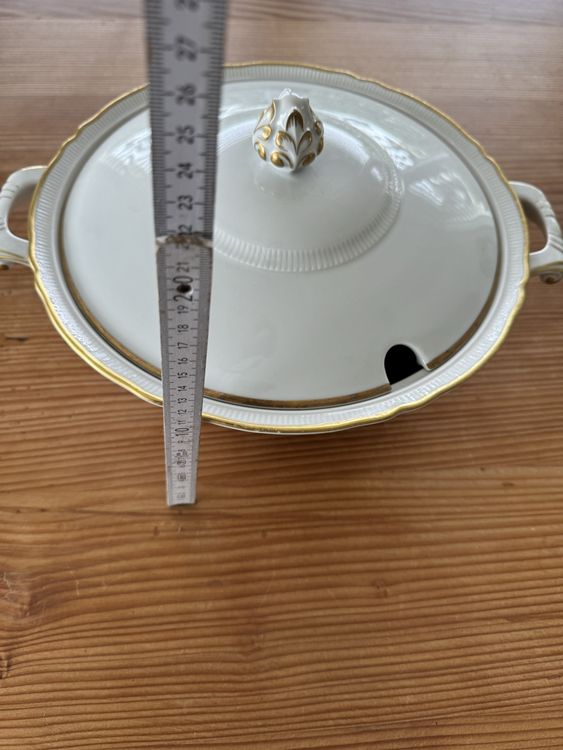 Coupes: Elegante Suppenterrine Porzellan weiss Goldrand Vintage – D'occasion à Lanzenhäusern par Galaa 3