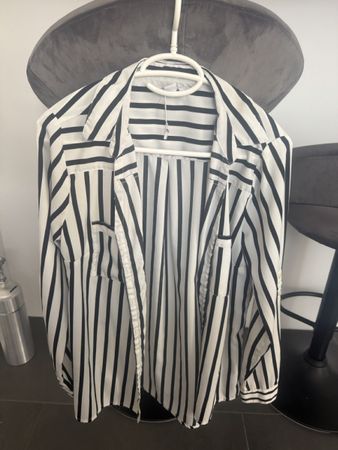 Damen Bluse gestreift weiss schwarz gebraucht Zustand