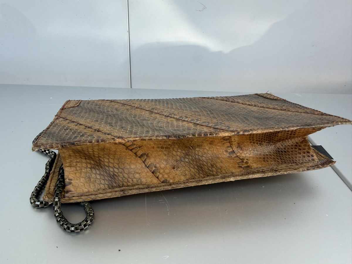 Sacs femmes: Clutch bag python leather vintage chain strap brown – D'occasion à Liebefeld par Khampa 3