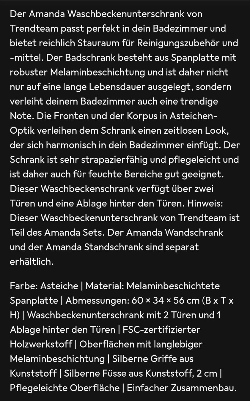 Mobili per bagno: Waschbeckenunterschrank – Usato da Dagmersellen venduto da Lenzgi 1