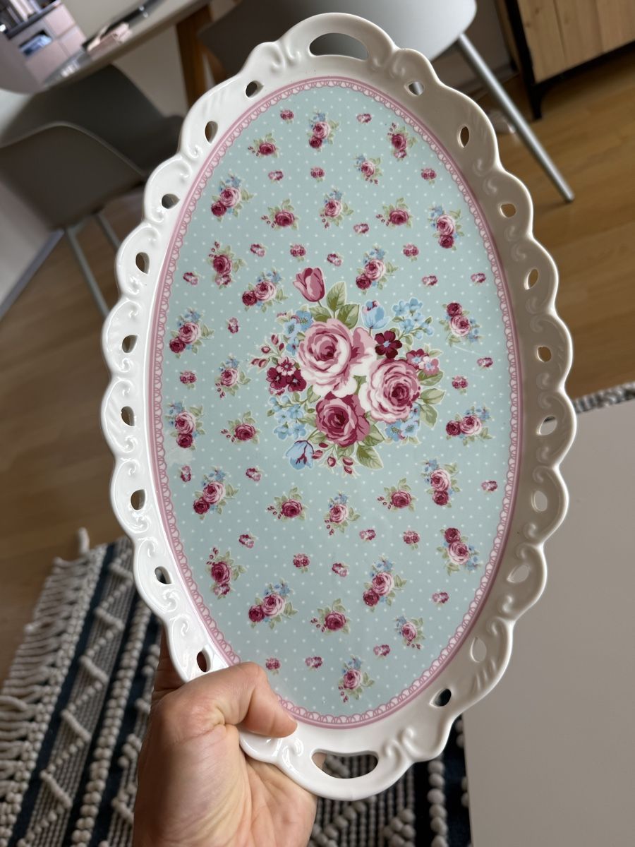 Piatti di portata: Serviertablett oval mit Rosenmuster Keramik  – Usato da Winterthur venduto da ivule2000 4