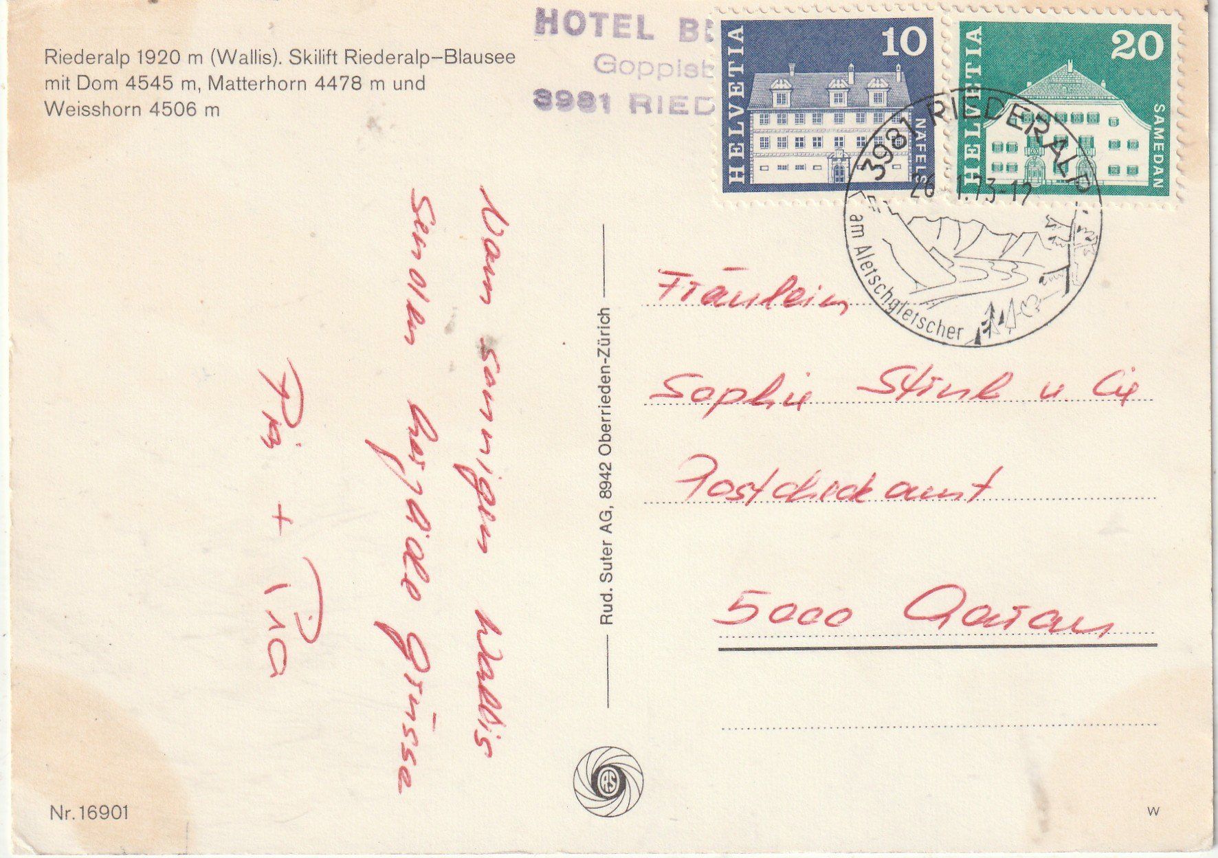 Cartes postales: Riederalp Skibetrieb – D'occasion à Lumbrein par made02 1