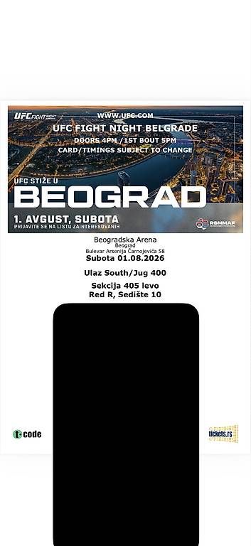 Tickets: UFC Belgrade Tickets – Gebraucht aus Zürich von jov_jg9g 1
